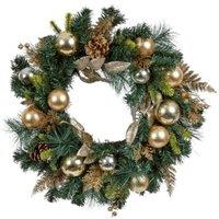 Samuel Alexander 40cm Hanging Baubly Gold Christmas Wreath with Pinecones