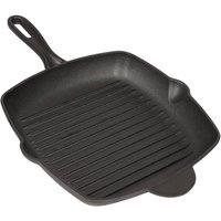 BobbyQ Cast Iron Griddle Pan - 10" Pre-Seasoned Square Metal Cooking Skillet in Black