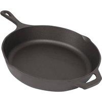 BobbyQ Cast Iron Frying Pan - 10 Pre-Seasoned Round Metal Cooking Skillet in Black