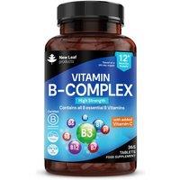 New leaf health Vitamin B Complex - 365 Small Tablets (One Year Supply) High Strength All 8 B Vitamins - Reduction of Tiredness, Energy & Immune