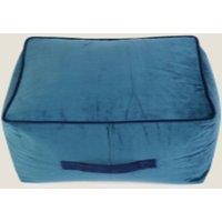 Kaikoo Velvet stool with contrast piping teal with blue