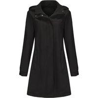 MODISHION Women's Waterproof Trench Coat with Detachable Hood in Black | Size: Large