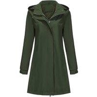 MODISHION Women's Waterproof Trench Coat with Detachable Hood in Green | Size: Medium