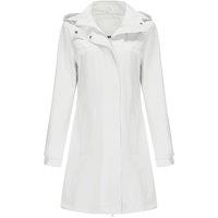 MODISHION Women's Waterproof Trench Coat with Detachable Hood in Ecru | Size: Medium