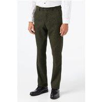 XPOSED Men's Vintage Tweed Trousers - Classic Tailored Fit Formal Occasions in Green | Size: 44