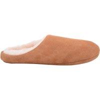 SNUGRUGS Men's Hudson, Open Back Mule Style Sheepskin Slipper with Suede Sole in Tan | Size: 10