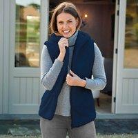 Amelie Di Santi Women's Sherpa Fleece Long-Line Body Warmer with Hood in Dark Navy | Size: XL