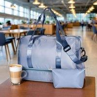 Amelie Di Santi Women's Carry-On Travel Bag with Cosmetic Bag, H40 x W30 x D20cm in Light Blue