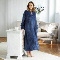 Amelie Di Santi Women's Navy Waffle Velour Housecoat, L115cm | Size: Medium