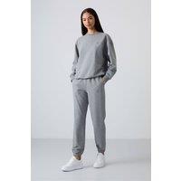 Tommy Life Women's Oversized Crew Neck Sweatshirt & Pants Set in Grey | Size: Medium