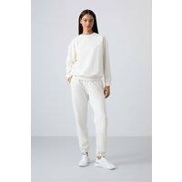 Tommy Life Women's Oversized Crew Neck Sweatshirt & Pants Set in Off-White | Size: Large