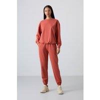 Tommy Life Women's Oversized Crew Neck Sweatshirt & Pants Set in Terracotta | Size: 2XL