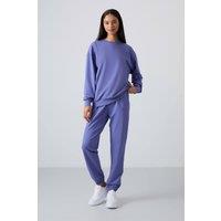 Tommy Life Women's Oversized Crew Neck Sweatshirt & Pants Set in Lilac | Size: XL