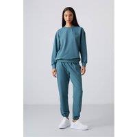Tommy Life Women's Oversized Crew Neck Sweatshirt & Pants Set in Duck Egg Blue | Size: Medium