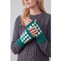 Vellin Women's Women's Checkerboard Fingerless Knit Gloves in Green