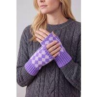 Vellin Women's Women's Checkerboard Fingerless Knit Gloves in Lilac