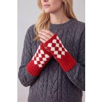 Vellin Women's Women's Checkerboard Fingerless Knit Gloves in Red