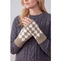Vellin Women's Women's Checkerboard Fingerless Knit Gloves in Khaki