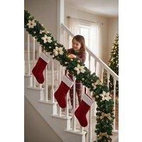 ExtraStar Pre-Lit Artificial Christmas Garland - Warm White LEDs in Green | Size: 180 cm