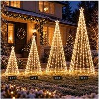 Groundlevel Warm White LED Christmas Cone Tree with Star | Size: 6ft
