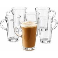Chabrias Ltd Elba Glass Coffee Mugs 250ml Set of 6 Clear Tea & Coffee Cups