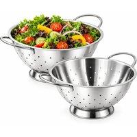 Chabrias Ltd Stainless Steel Colander Set of 2, 24cm & 29cm Pasta Strainers in Silver | Size: 2 Pack