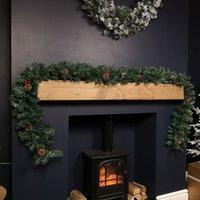 Samuel Alexander Premier 270cm (9ft) Christmas Garland Decoration With Red Berries & Cones in Green