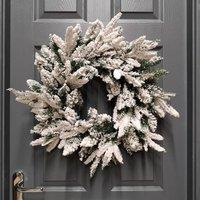 Samuel Alexander Premier 50cm Lapland Flocked Wreath with PE & PVC Tips in Green