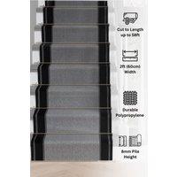 Kukoon Grey & Black Cut to Measure Stair Carpet Runner Rug | Size: 60 cm x 150 cm