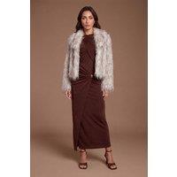 Coast Women's Statement Tipped Faux Fur Occasion Coat in Natural | Size: Large