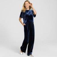 Lands' End Women's Wide Leg Velvet Trousers in Dark Navy | Size: Medium