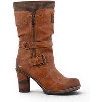 Infinity Leather Women's Mustang Mid-Calf Heeled Long Boots - M0162001 in Tan | Size: 5.5