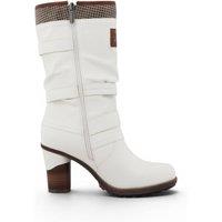 Infinity Leather Women's Mustang Mid-Calf Heeled Long Boots - M0162001 in White | Size: 5