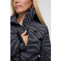 OOSC Women's Chic Ski Suit, Black Tiger Print, Polyester, Fitted Full Length | Size: XS