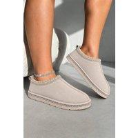 Love Lemonade Women's Crystal Tazgirl Faux Fur Lined Mule Clog Slippers in Nude | Size: 6