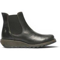 Infinity Leather Women's Fly London SALV Chelsea Leather Ankle Casual Wedge Heel Boots in Black | Size: 7
