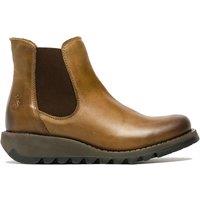 Infinity Leather Women's Fly London SALV Chelsea Leather Ankle Casual Wedge Heel Boots in Camel | Size: 7