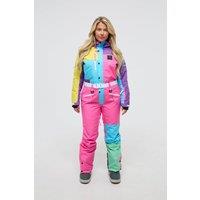 OOSC So Fetch Women's Shaped Ski Suit, Geometric Print, Slim Full Length in Pink | Size: Large