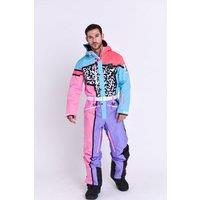 OOSC Men's Signature Penfold Ski Suit Print, Relaxed Fit, Woven Ski Suit in Pink | Size: Small