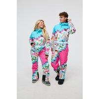 OOSC Men's Nuts Cracker Ski Suit, Neon Geometric Print, Relaxed Fit | Size: Small