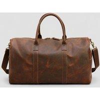 Touri Men's Genuine Leather Holdall Weekender Brown
