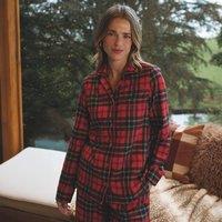 Lands' End Women's Petite Pure Cotton Flannel Pyjama Top in Crimson | Size: Medium