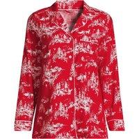 Lands' End Women's Petite Pure Cotton Flannel Pyjama Top in Red | Size: Medium