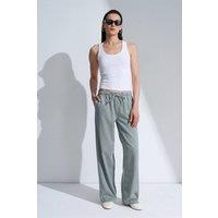 Dilvin Women's Mid-Waist Wide-Leg Denim Jeans in Green | Size: Medium