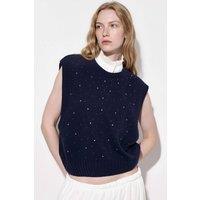 Hiccup Women's Embellished Sweater in Dark Navy | Size: Small