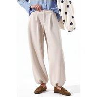 Busem Women's Cotton Blend Pants with Button Closure & Cuffed Hems in Stone | Size: Large