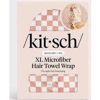 Kitsch Women's Extra Large Quick-Dry Hair Towel Wrap - Terracotta Checker