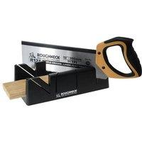 Roughneck Mitre Box & Hardpoint Tenon Saw Set 300Mm (12In) in Black