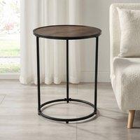 OHS Wood Effect Round C-Shaped Coffee Table Sofa Desk in Walnut