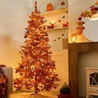 OHS 6ft Artificial Christmas Tree 500 Tips Pine Metal Stand in Burnt Orange